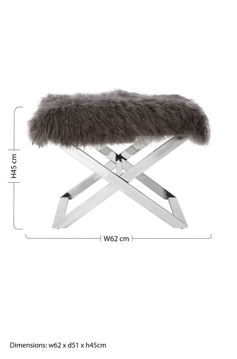 Anafi Grey Sheepskin Stool - Image 9