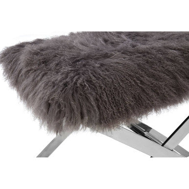 Anafi Grey Sheepskin Stool - Image 7
