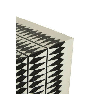 Issey Black And White Resin Table And Stool