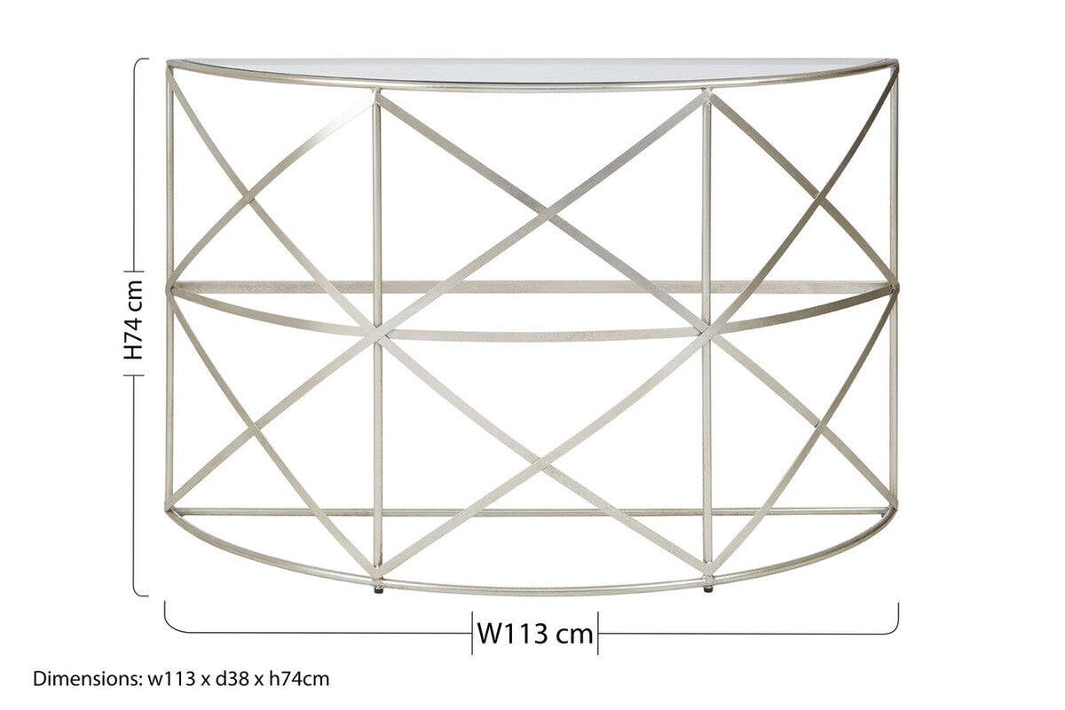 Rubia Silver Leaf Demilune Console Table - Image 9