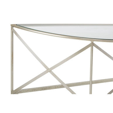 Rubia Silver Leaf Demilune Console Table