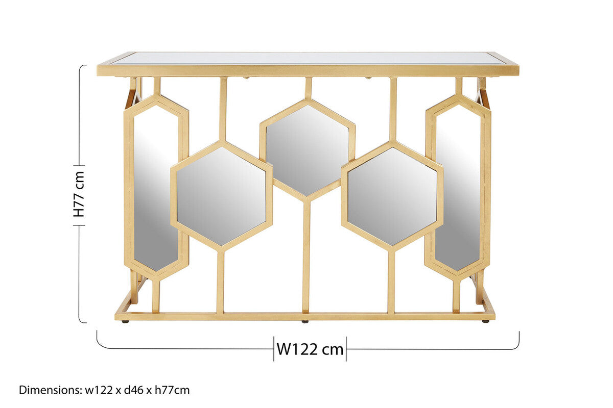 Rio Gold and Mirror Console Table - Image 9