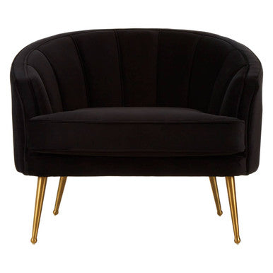 Hendricks Black Velvet Chair With Gold Finished Legs