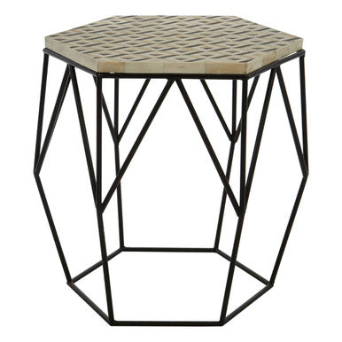 Harlo Ivory and Black Hexagon Side Table - Image 2