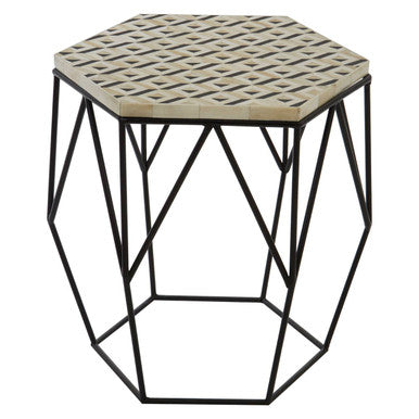 Harlo Ivory and Black Hexagon Side Table - Image 3