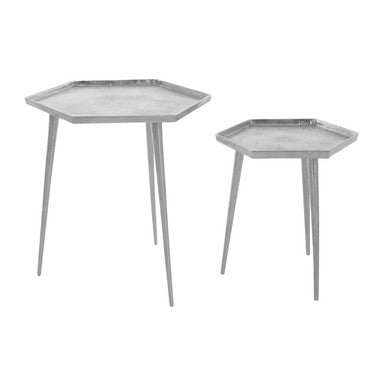 Halle Silver Set Of 2 Hexagonal Side Tables - Image 4