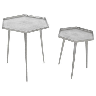 Halle Silver Set Of 2 Hexagonal Side Tables - Image 5