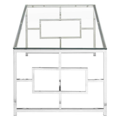 Allure Clear Glass Silver Base Coffee Table
