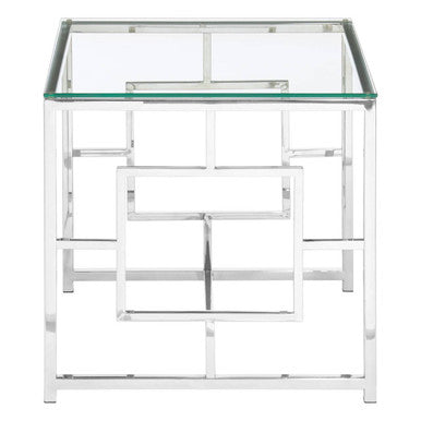 Allure Clear Glass And Silver Base End Table - Image 3