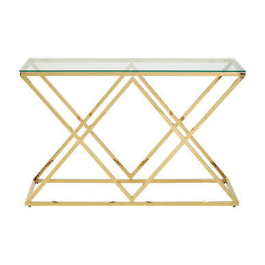 Allure Gold Finish Console Table