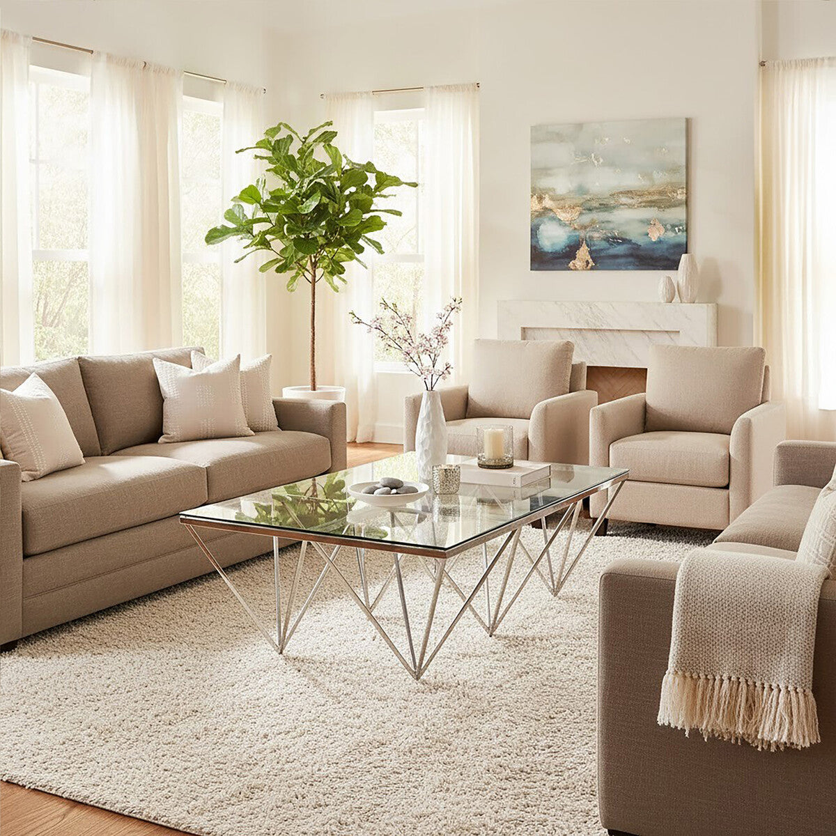 Allure Prismatic Silver Base Coffee Table - Image 3