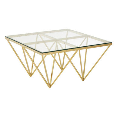 Allure Gold Finish Prismaric Square Coffee Table