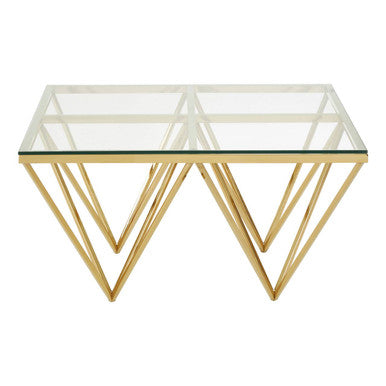 Allure Gold Finish Prismatic Square Coffee Table - Image 2