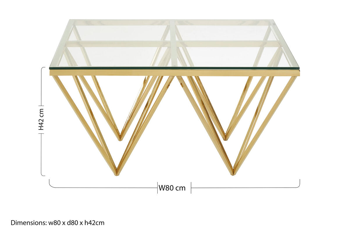Allure Gold Finish Prismatic Square Coffee Table