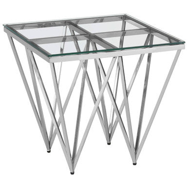 Allure Silver Finish Prismatic Legs End Table - Image 2