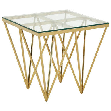 Allure Glass and Gold Finish Side Table - Image 2
