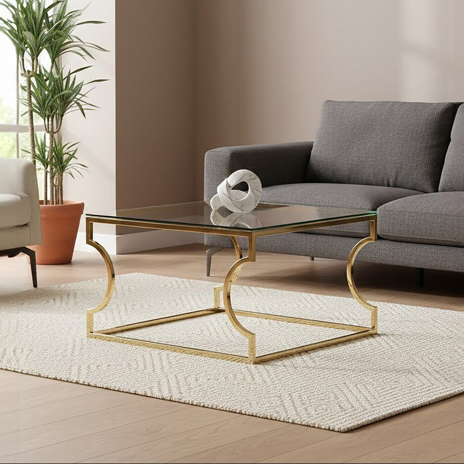 Allure Tempered Glass Curved Frame Coffee Table - Image 3
