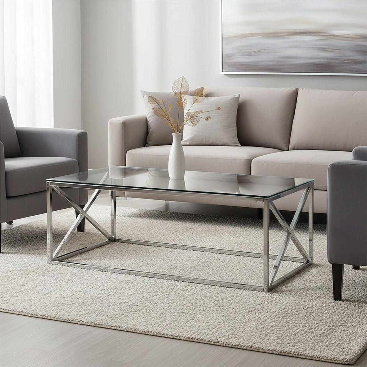 Allure Silver Cross Design Coffee Table