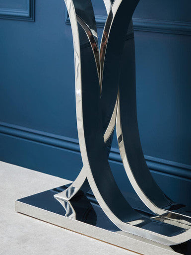 Allure Chrome Curved Base Console Table