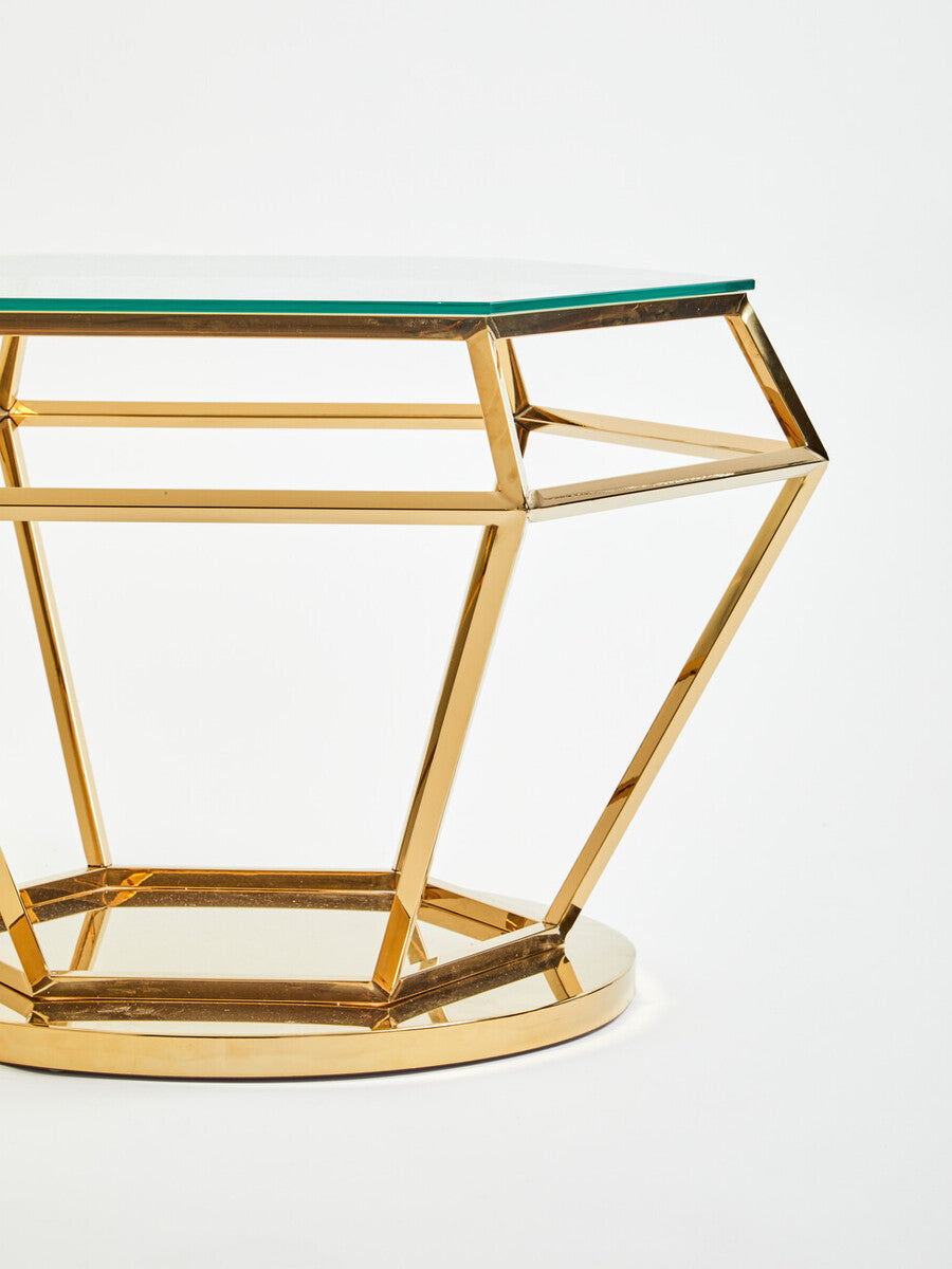 Allure Large Gold Finish Diamond End Table
