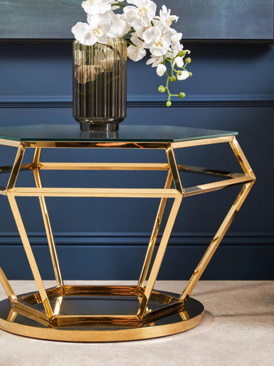 Allure Large Gold Finish Diamond End Table