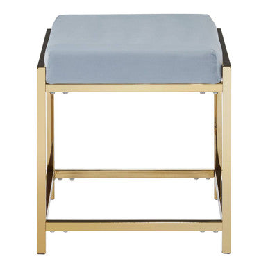 Allure Powder Blue Velvet And Gold Stool - Image 2