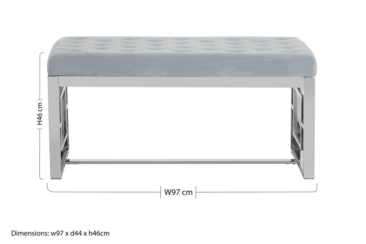 Allure Powder Blue Velvet And Silver Bench