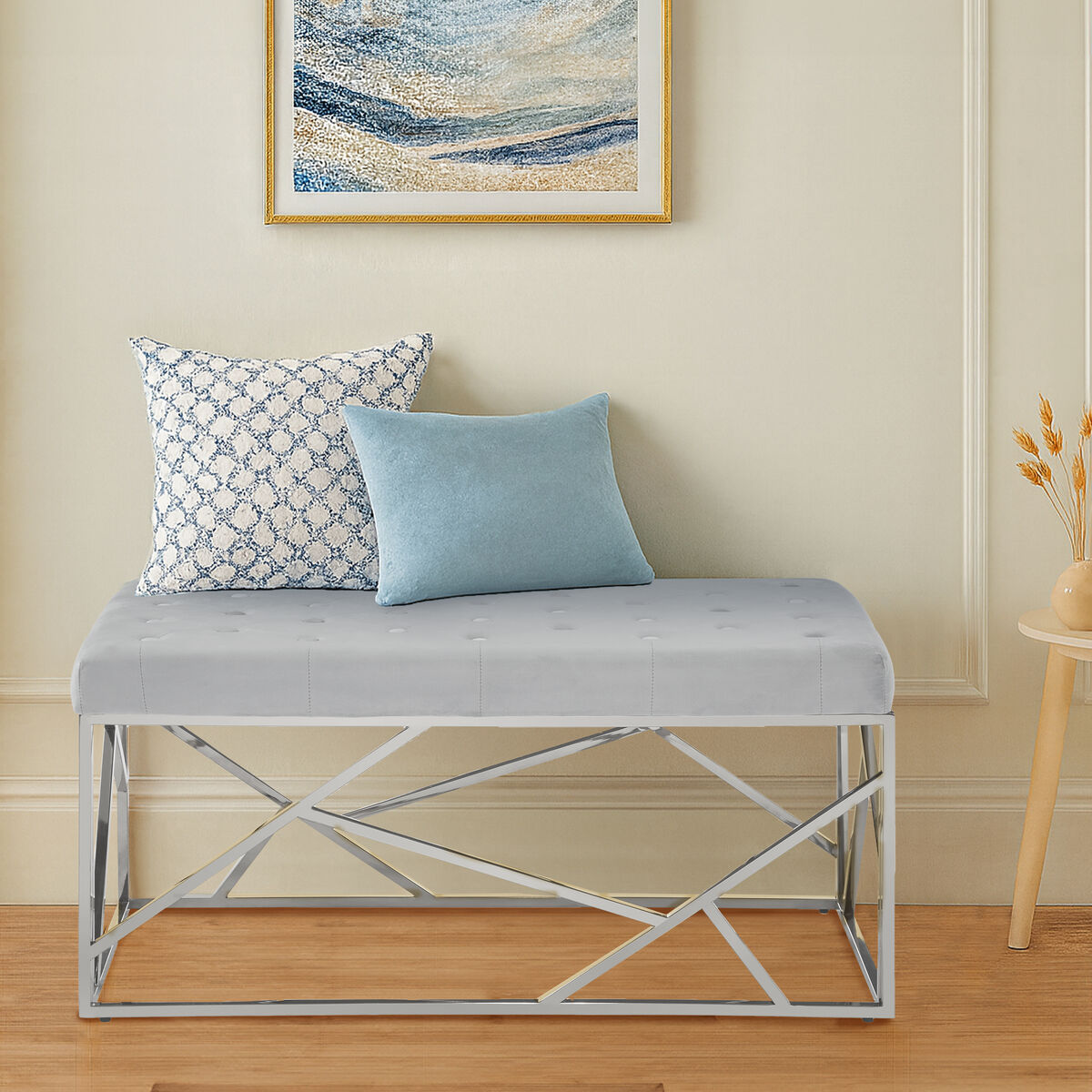 Allure Powder Blue Geometric Bench