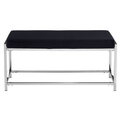 Black bench with metal frame on a white background