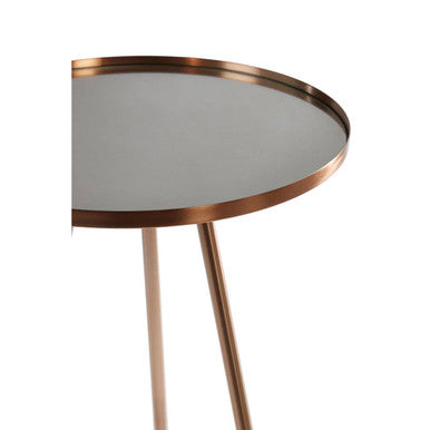 Corra Copper Finish Mirrored Glass Top Side Table