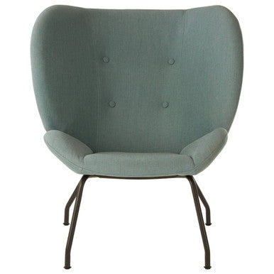 Green armchair with a white background
