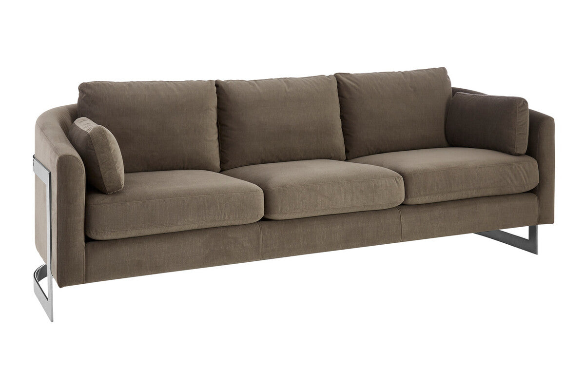 Brown sofa with metal legs on a white background
