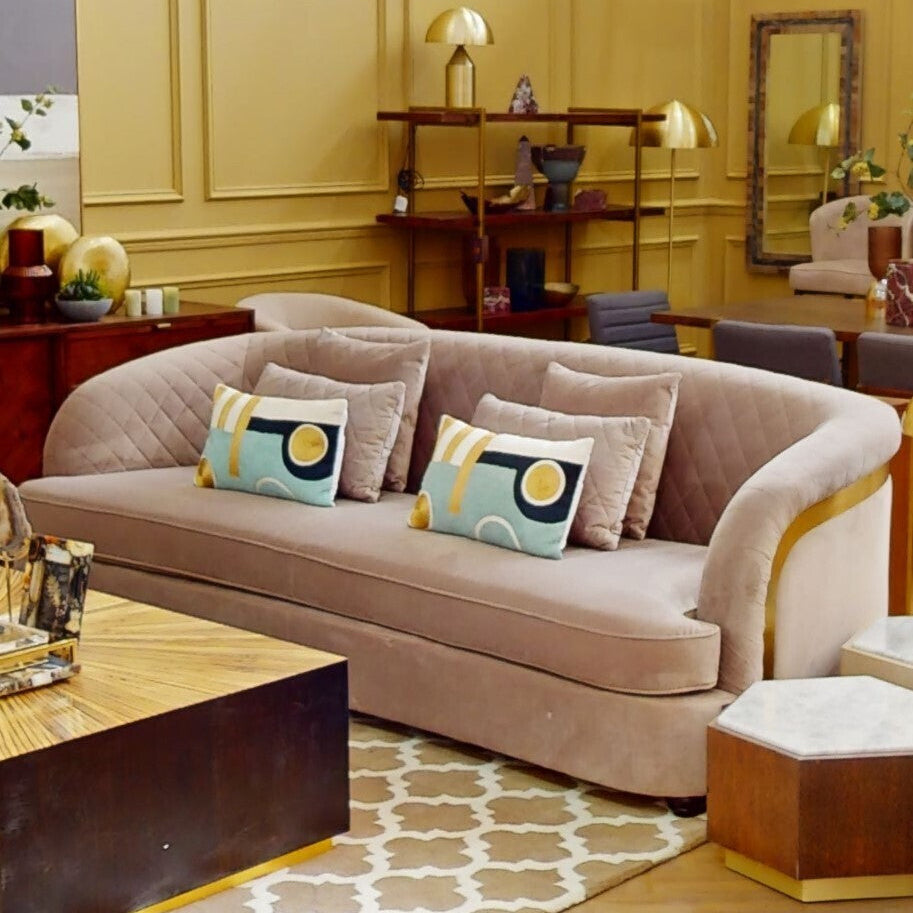 3 Seater Grey Cotton Velvet Sofa, Fiji