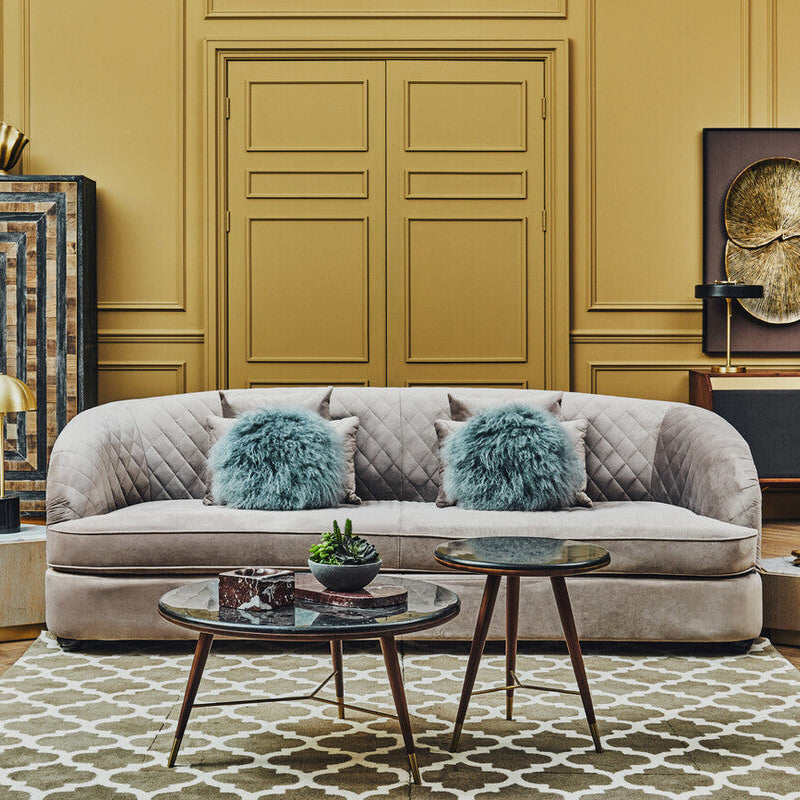 3 Seater Grey Cotton Velvet Sofa, Fiji - Image 3