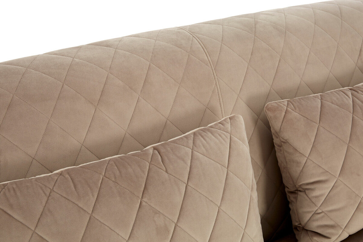 Fiji Three Seat Grey Cotton Velvet Sofa