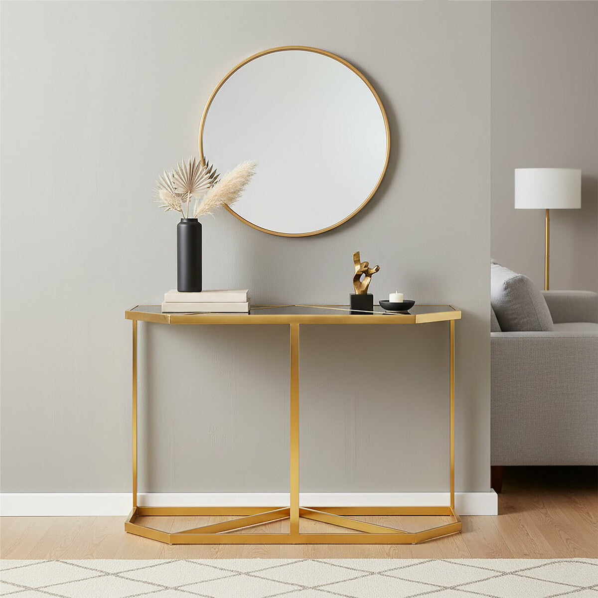Horizon Black Tempered Glass Console Table - Image 3
