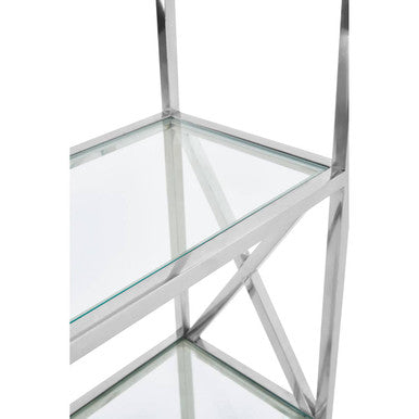 Horizon Cross Design 6 Tier Tempered Glass Shelving Unit