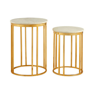 Templar Marble and Gold Frame Set Of 2 Side Tables - Image 2