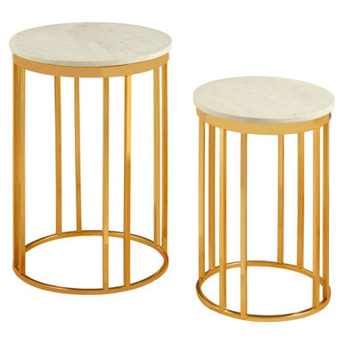 Templar Marble and Gold Frame Set Of 2 Side Tables - Image 3