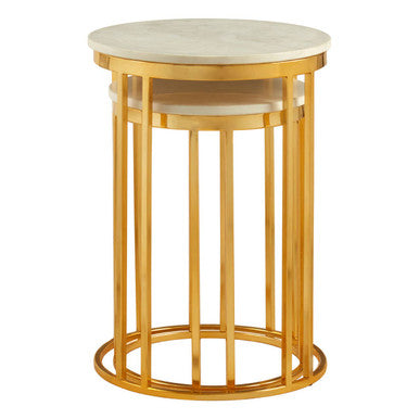 Templar Marble and Gold Frame Set Of 2 Side Tables - Image 4