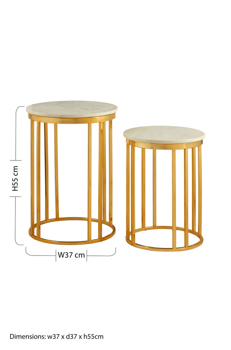 Templar Marble and Gold Frame Set Of 2 Side Tables - Image 7
