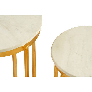 Templar Marble and Gold Frame Set Of 2 Side Tables - Image 5