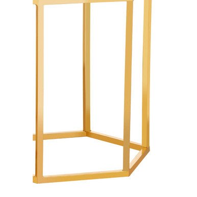 Templar White Marble and Gold Hexagonal Side Table - Image 5