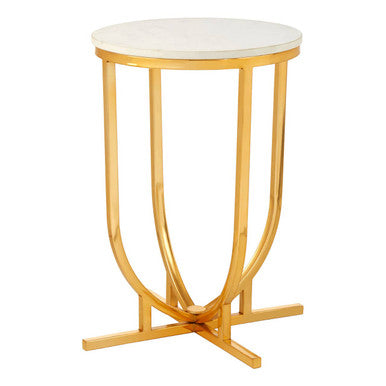 Templar White Marble and Gold Round Side Table - Image 2