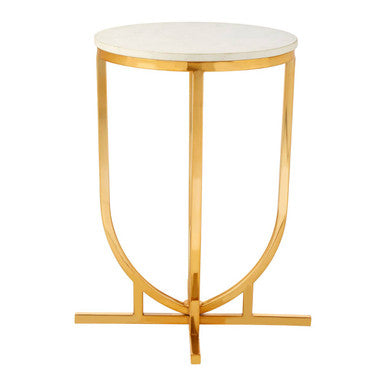 Templar White Marble and Gold Round Side Table - Image 3