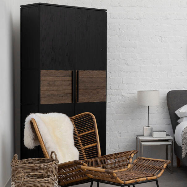 Salvar 2 Tone Oak Wood Tall Cabinet - Image 2