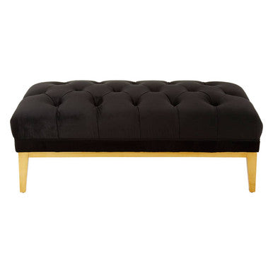 Piermount Black Velvet Button Tufted Bench - Image 2