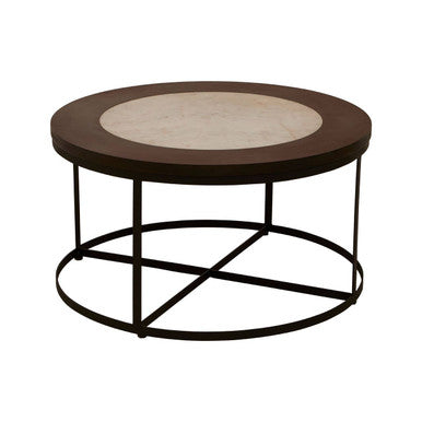 Vasco Wood and Marble Top Coffee Table with Black Iron Base - Image 2