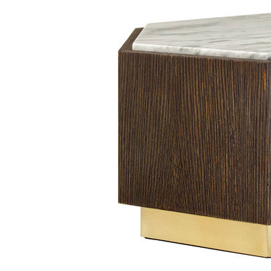 Villi Hexagon Dark Oak and Marble Side Table - Image 4
