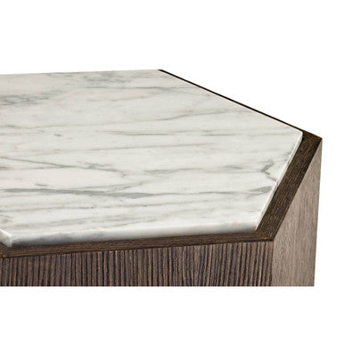 Villi Hexagon Dark Oak and Marble Side Table - Image 6